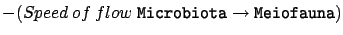 $\displaystyle -(Speed\: of\:
 flow\;\texttt{Microbiota}\rightarrow\texttt{Meiofauna})$