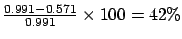 $ \frac{0.991-0.571}{0.991}\times100=42\%$