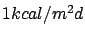 $ 1kcal/m^{2}d$